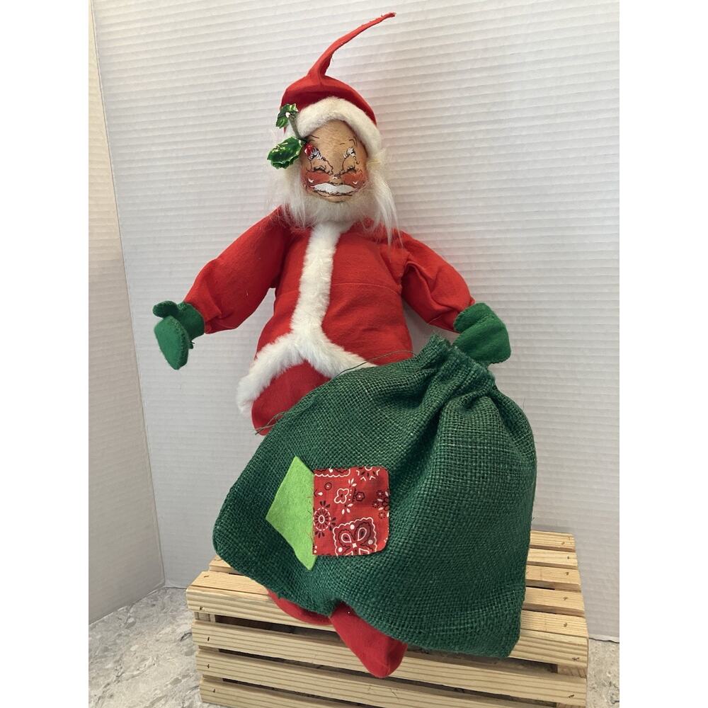 Annalee Dolls 17” Vintage Christmas Santa With Sack 1971 Posable Wire